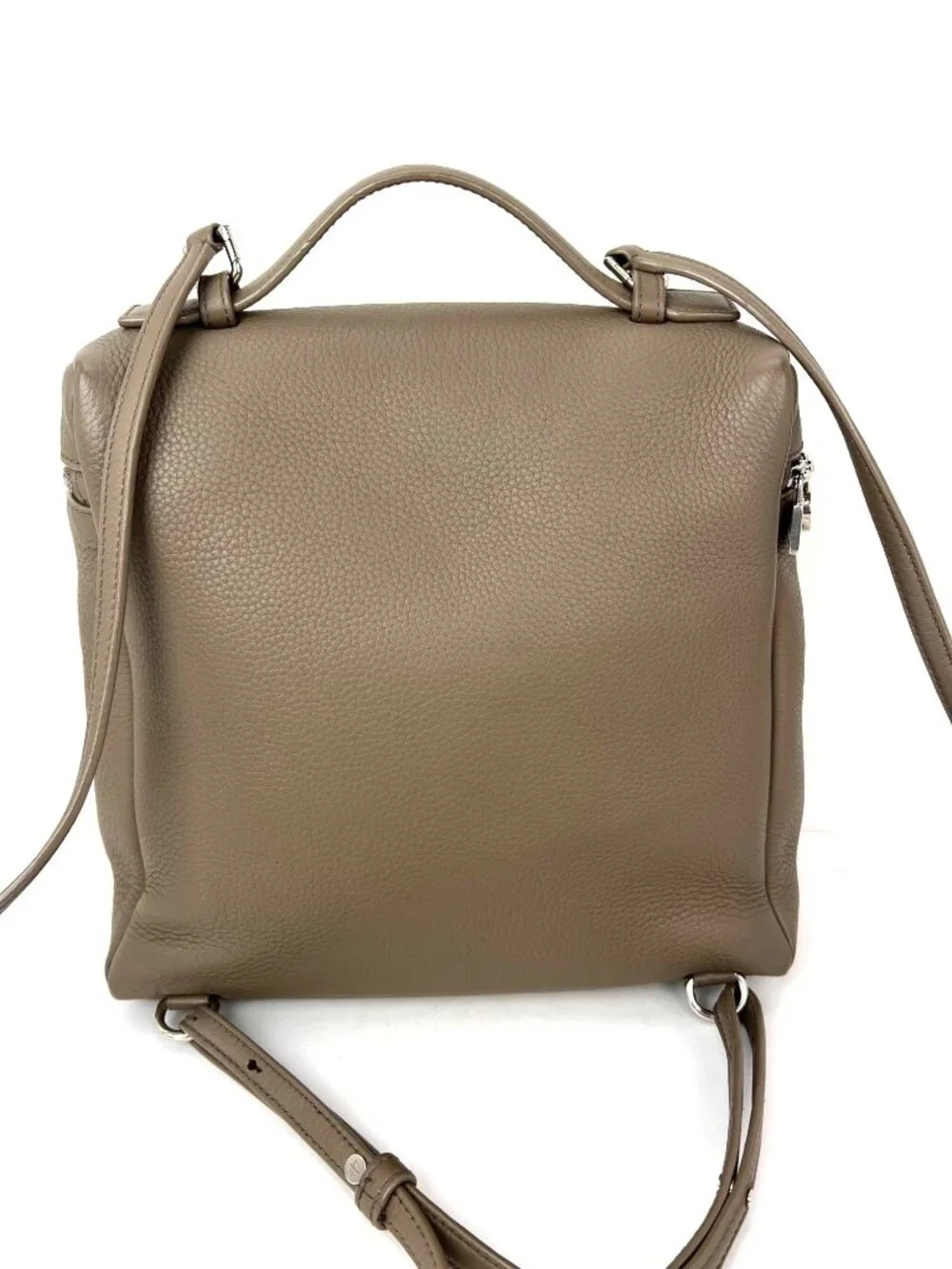 Loro Piana Grained Calfskin 23.5 Extra Pocket Warm Mastic Backpack